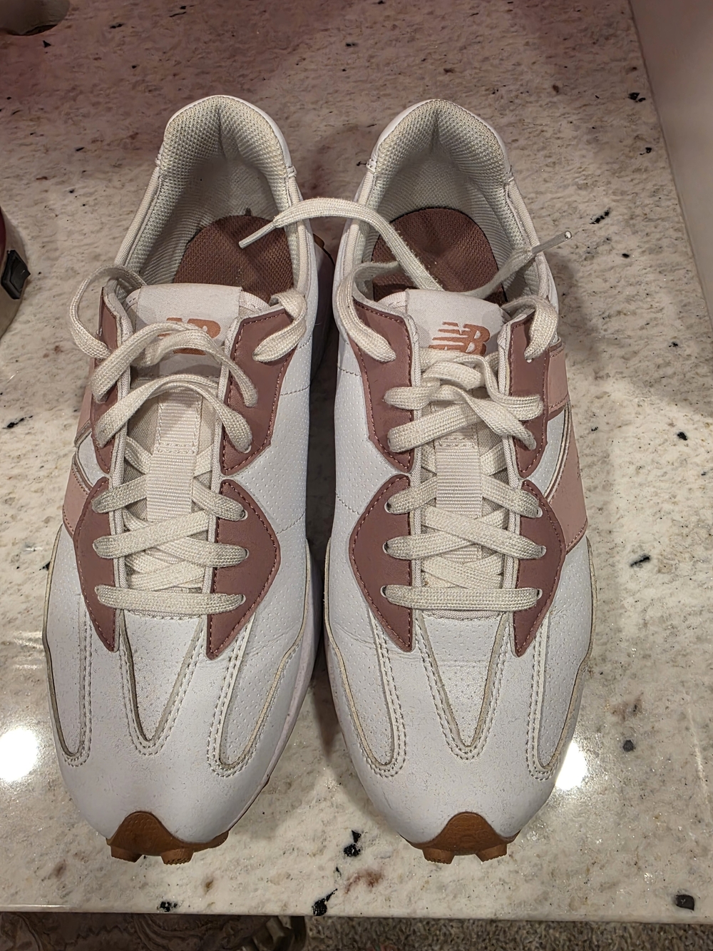 New Balance White And Pink Leather Golf Sneakers